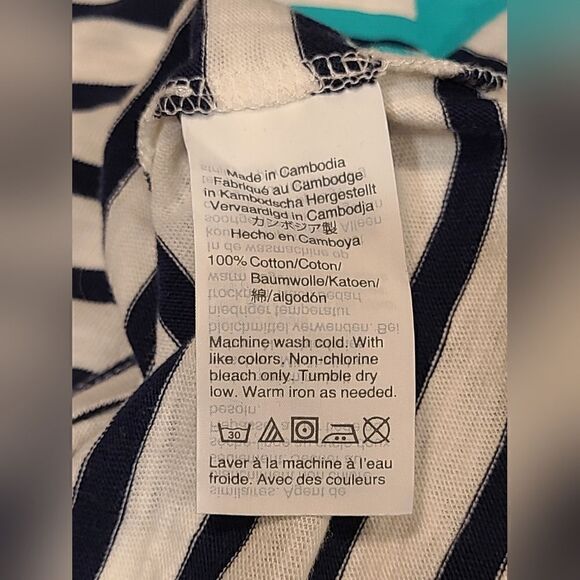 J. Crew Sequin Pineapple Tee, Navy & White Striped, Summer, Spring | XL - Picture 7 of 10